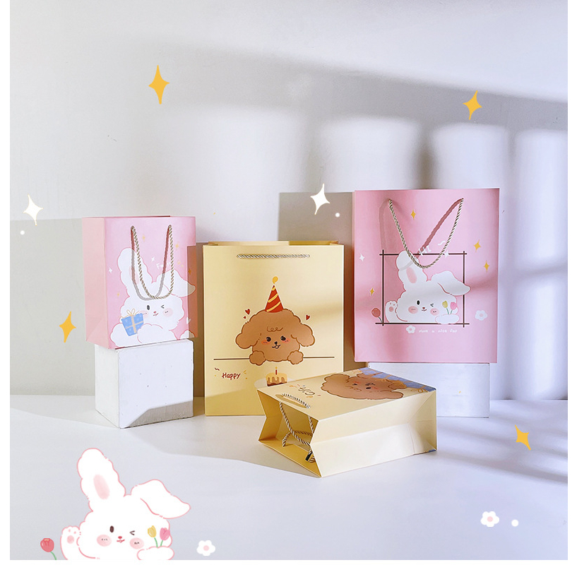 Túi giấy đựng quà  dễ thương hình Gấu béo quai lụa, túi quà tặng giá rẻ tặng sinh nhật, bạn bè, bạn gái