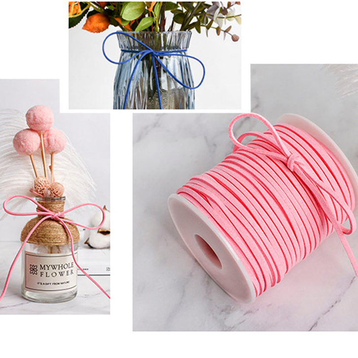 Ruy băng da thắt hộp quà, cổ lọ bình trang trí vintage - Dây nơ da lộn màu pastel đẹp mắt