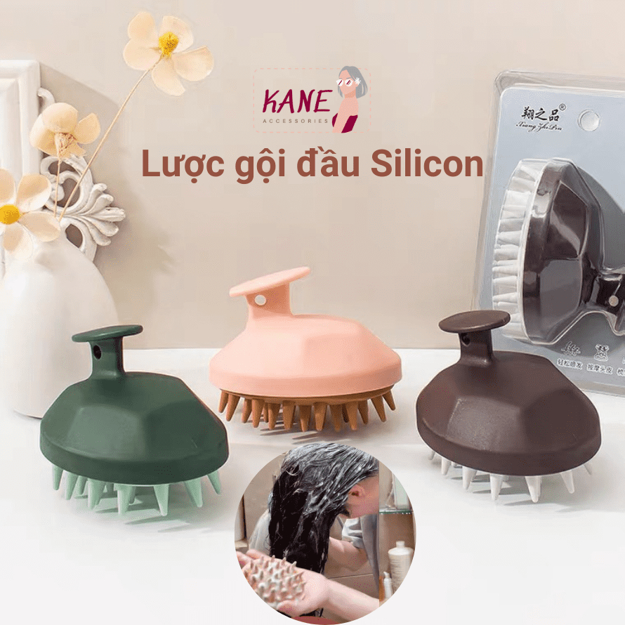 Lược Gội Đầu Silicon Massage đầu Kane, Lược gội đầu dưỡng sinh mát xa giảm rụng tóc