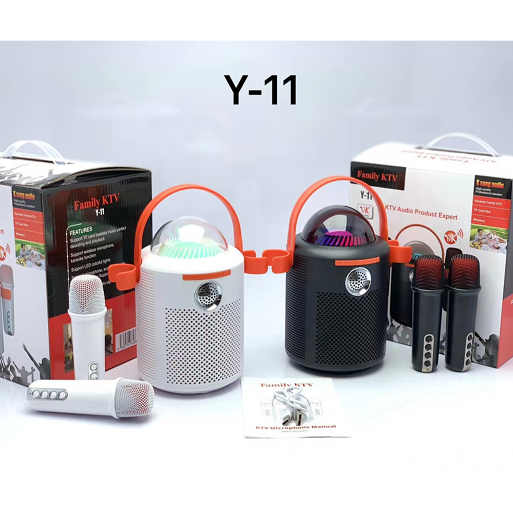 Loa Karaoke Bluetooth Y-11 Thiết Kế Lạ Mắt, Đèn Led Sôi Động, Kèm 2 Mic