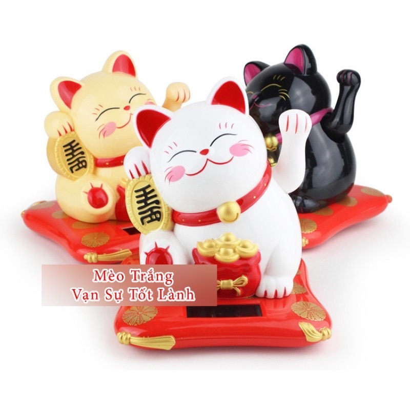 Tượng Mèo Vẫy Tay Cầu Tài Lộc Để Bàn Tích Hợp Năng Lượng Mặt Trời
