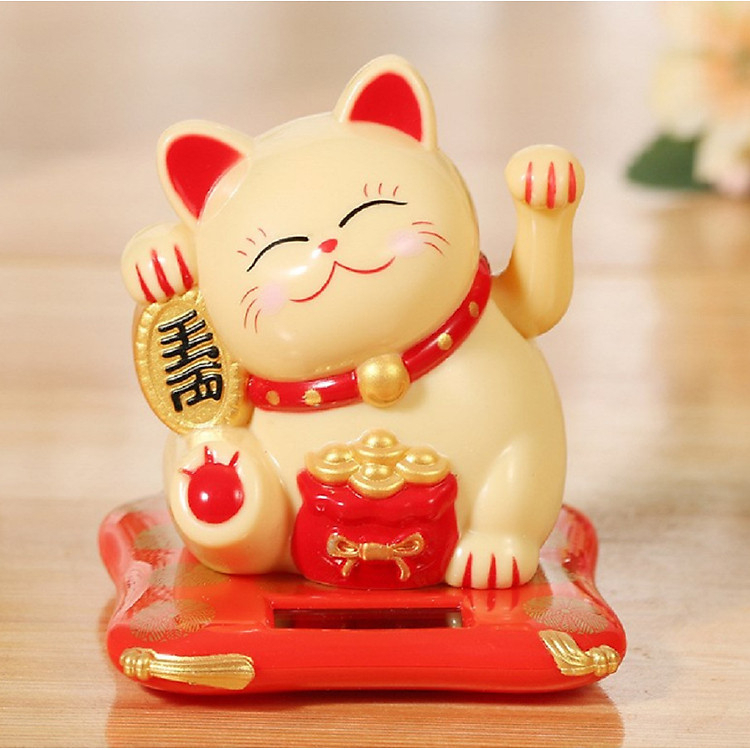 Tượng Mèo Vẫy Tay Cầu Tài Lộc Để Bàn Tích Hợp Năng Lượng Mặt Trời