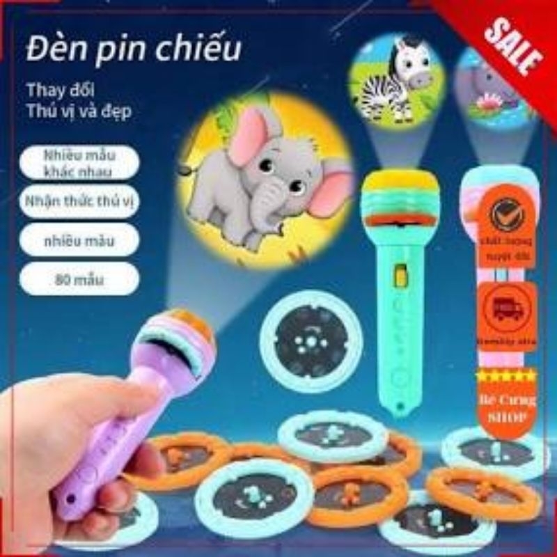 Đồ chơi phát sáng, đèn pin chiều 80 hình nhiều chủ đề giúp bé kích thích thị giác, rèn luyện quan sát tăng vốn từ vựng