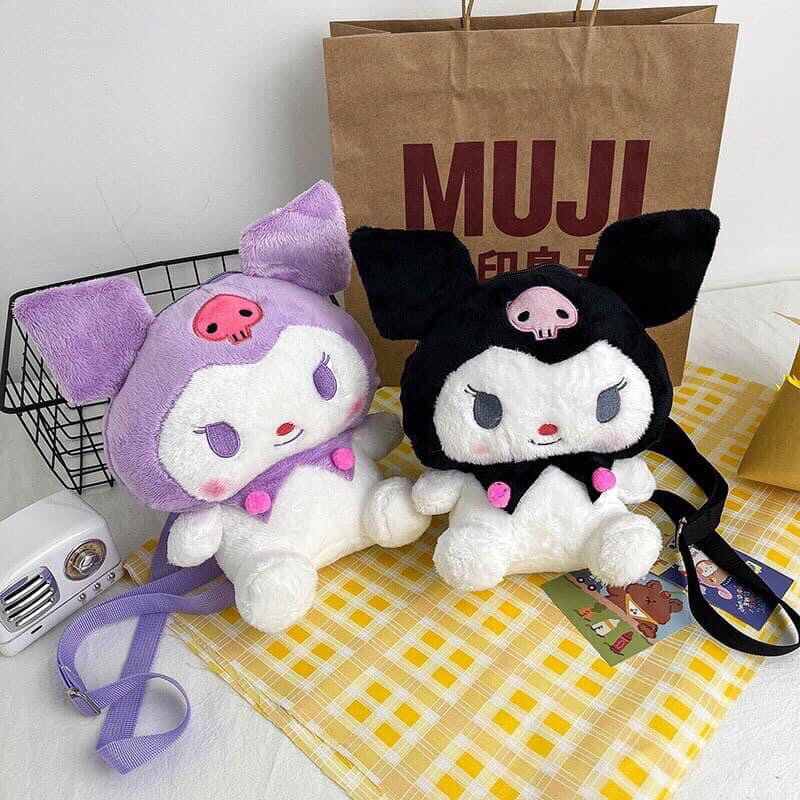 SANRIO Balo Đeo Vai Hình Cinnamoroll Kuromi Nhồi Bông Dễ Thương Kèm Hình Thật