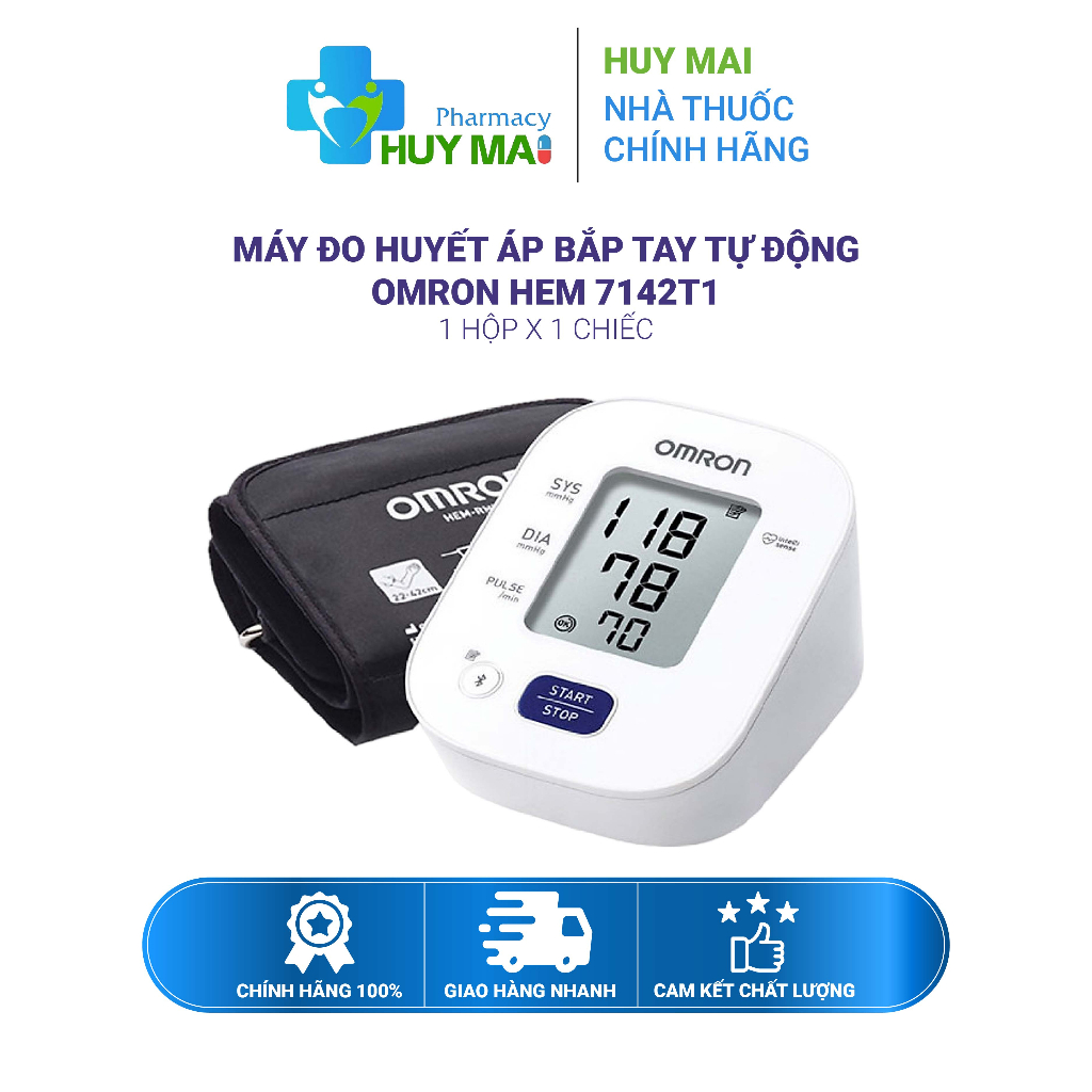 Máy đo huyết áp bắp tay tự động Omron HEM 7142T1 Hộp 1 chiếc