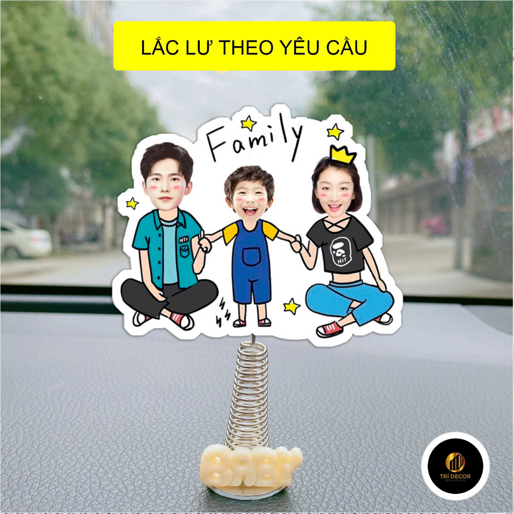 Standee lò xo lắc lư gia đình in theo yêu cầu đáng yêu trong suốt đế dính trang trí in theo yêu cầu
