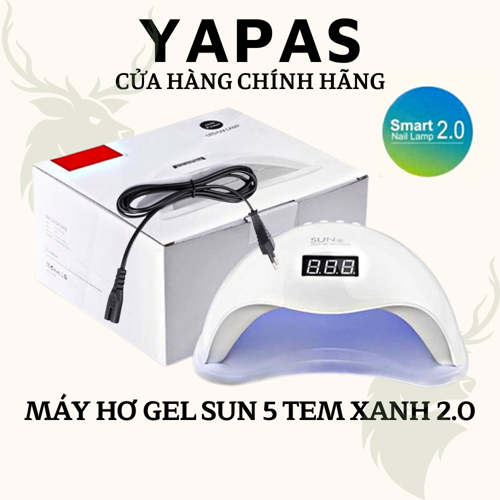 Máy hơ gel Sun 5 led tem xanh hong khô gel móng tay chân nhanh, UV 24 LED 48W hơ móng cảm ứng nhiệt tự động sấy