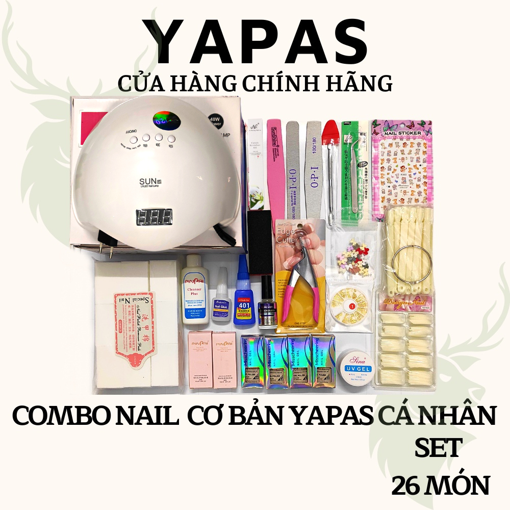 Combo nail cơ bản Yapas cá nhân tại nhà đầy đủ, set đồ dụng cụ học làm móng nail cho người mới
