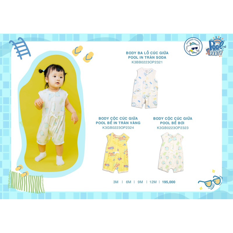 Chaang body chip body cúc giữa cho bé dưới 1 tuổi SS23 hihistores