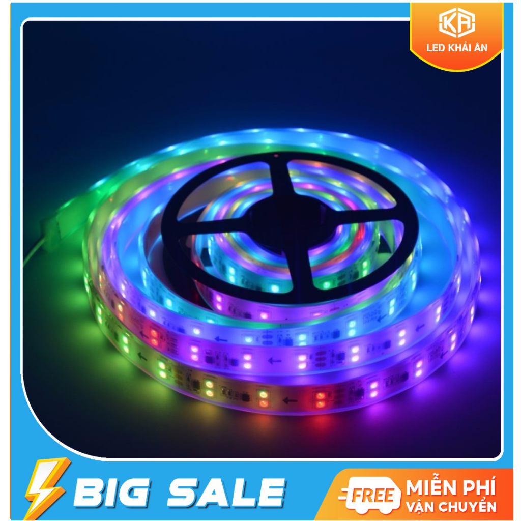 Led dây dán 5050 RGB không phủ keo SILICON, keo dán 2 mặt tiện dụng dùng trang nội thất thiết kế thi công