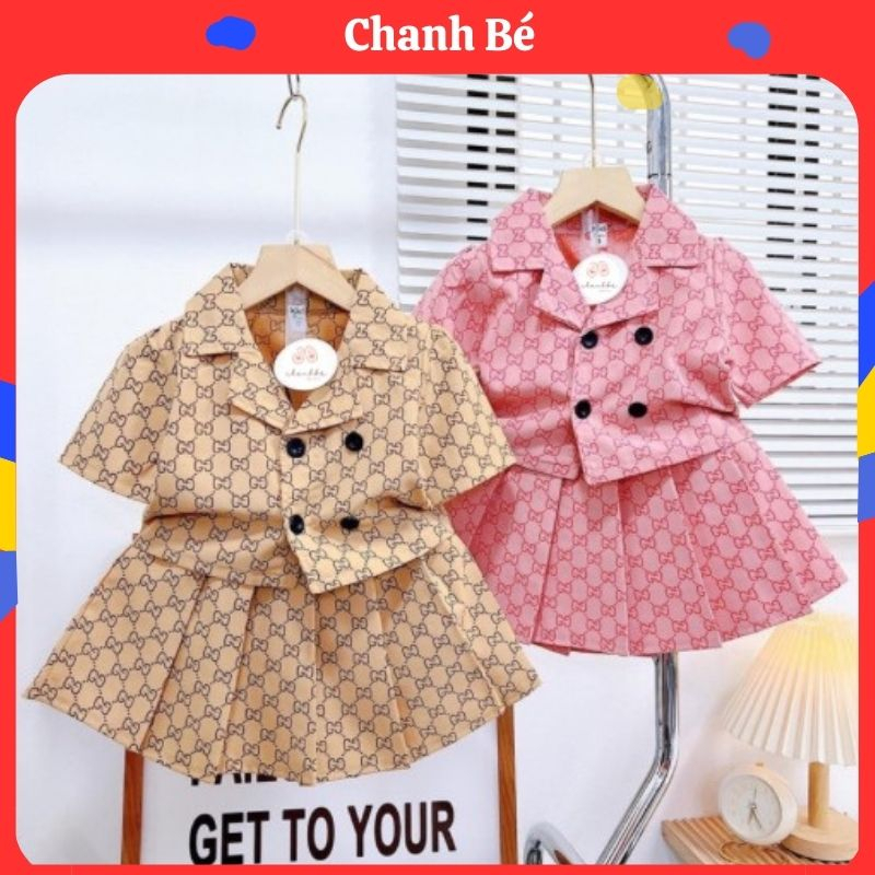 Set váy vét cho bé gái họa tiết, chân váy 2 lớp xinh xắn cho bé từ 8-20kg Chanh Bé BV187