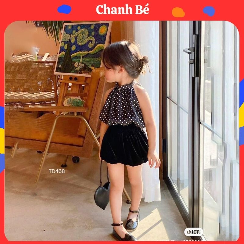 Set áo yếm quần bí phong cách siêu ngầu cho bé gái Chanh Bé 8-26kg [BQA175]