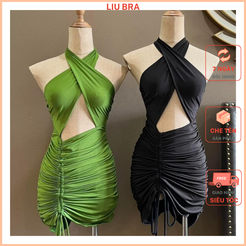 Set bikini liền thân kèm mút lót LIU bộ bơi cúp xẻ ngực tạo khe vắt cổ