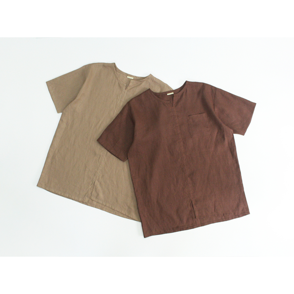 Áo linen nam tay ngắn ghép lệch thân trước - SHIRT No.1 - by Tháng Năm