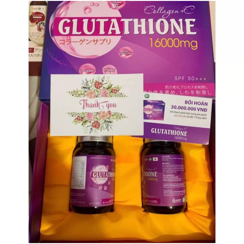 Viên Uống Trắng Da GLUTATHIONE 16000mg Trắng Da Mờ Nám Làm Chậm QUá Trình Lão Hóa Da Hộp 2 Lọ 30 viên | BigBuy360 - bigbuy360.vn