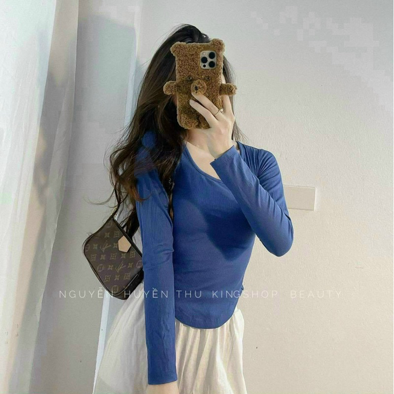 Áo thun tay dài vạt bầu thun gân