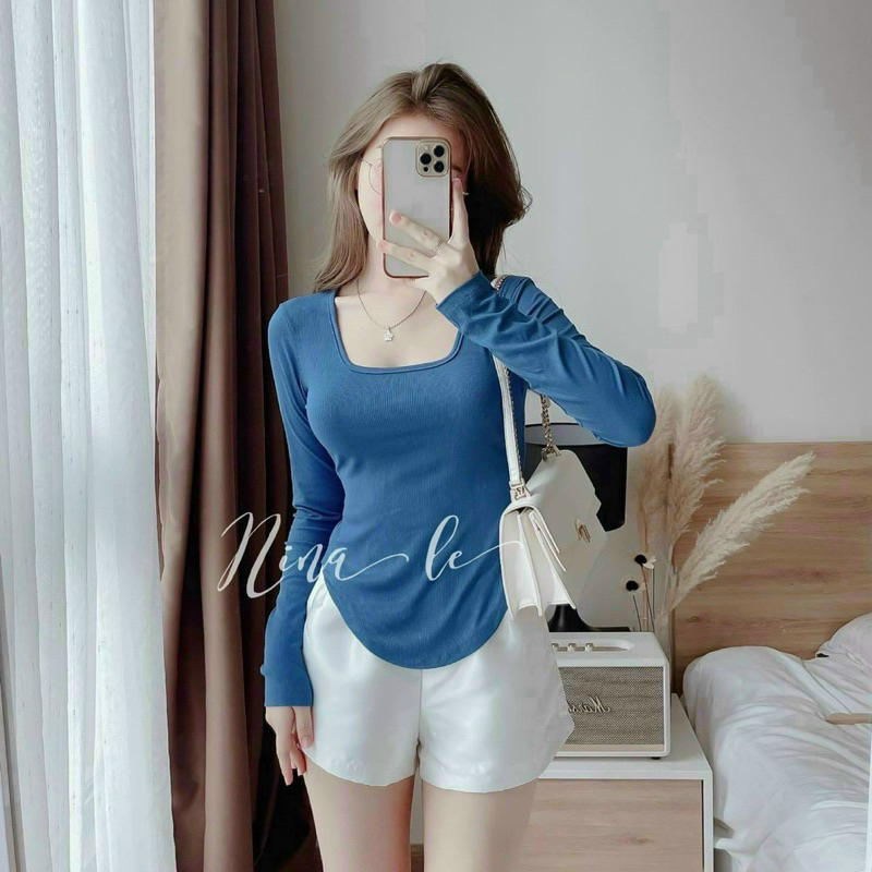 Áo thun tay dài vạt bầu thun gân