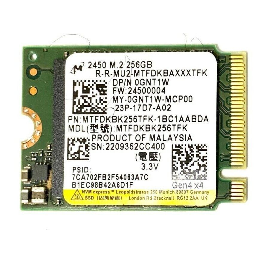 Ổ cứng SSD Micron 256GB M.2 2230 PCIe NVMe Gen 4x4 hàng tháo máy chính hãng