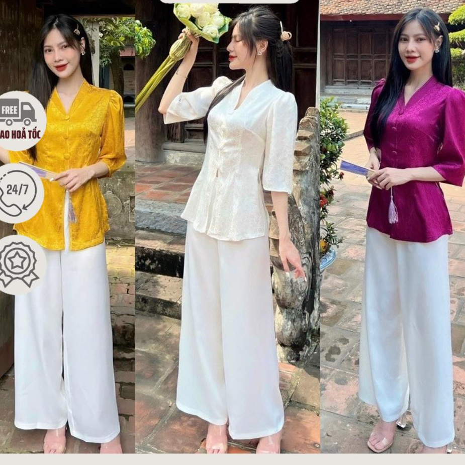 Đồ Lam Đi Chùa Nữ - Bộ Đi Lễ Chùa Lụa Cao Cấp Chất Mềm Mịn Mặc Cực Thoải Mái Duyên Dáng