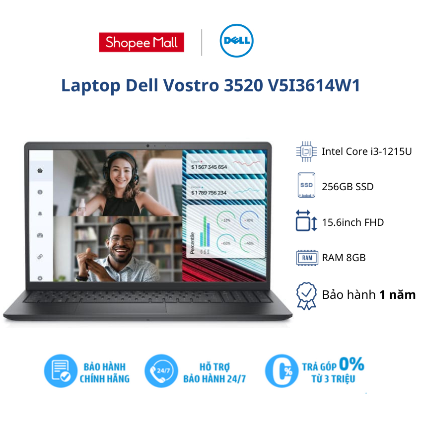 Laptop Dell Vostro 3520 i3 1215U/8GB/256GB/OfficeHS/Win11 (V5I3614W1) | BigBuy360 - bigbuy360.vn