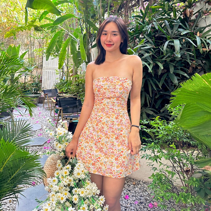 LETTI - Đầm ống hoa kèm mút
