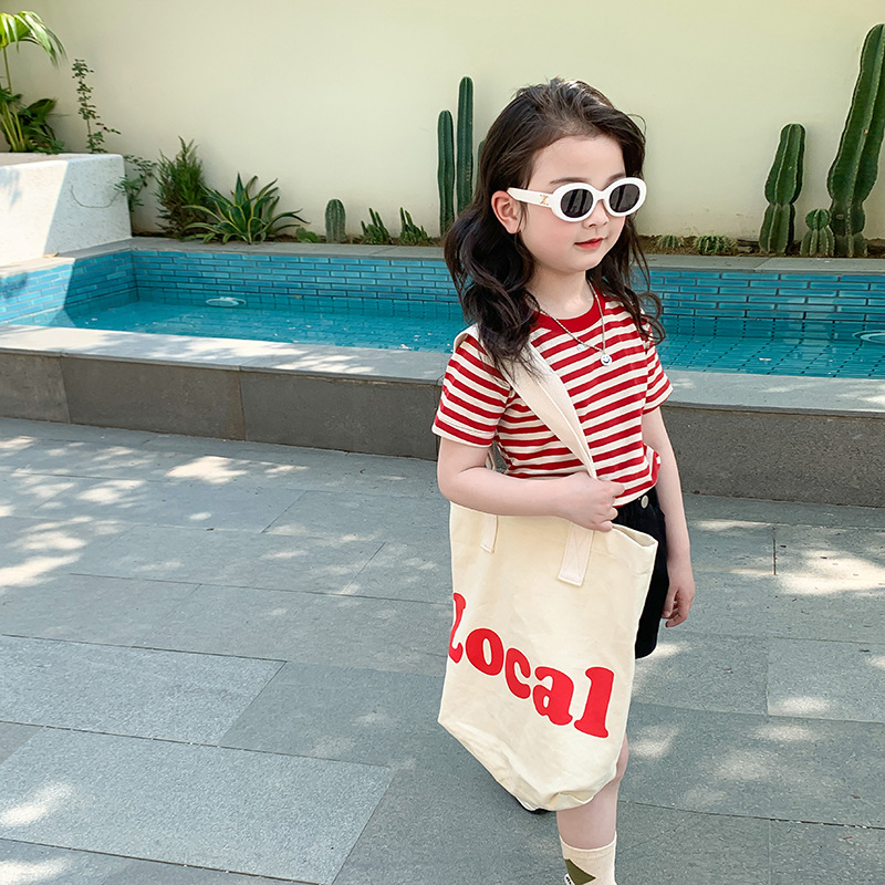 Áo thun kẻ sọc cho bé gái AMBB KIDS, ngắn tay - Áo thun cho bé gái mùa hè