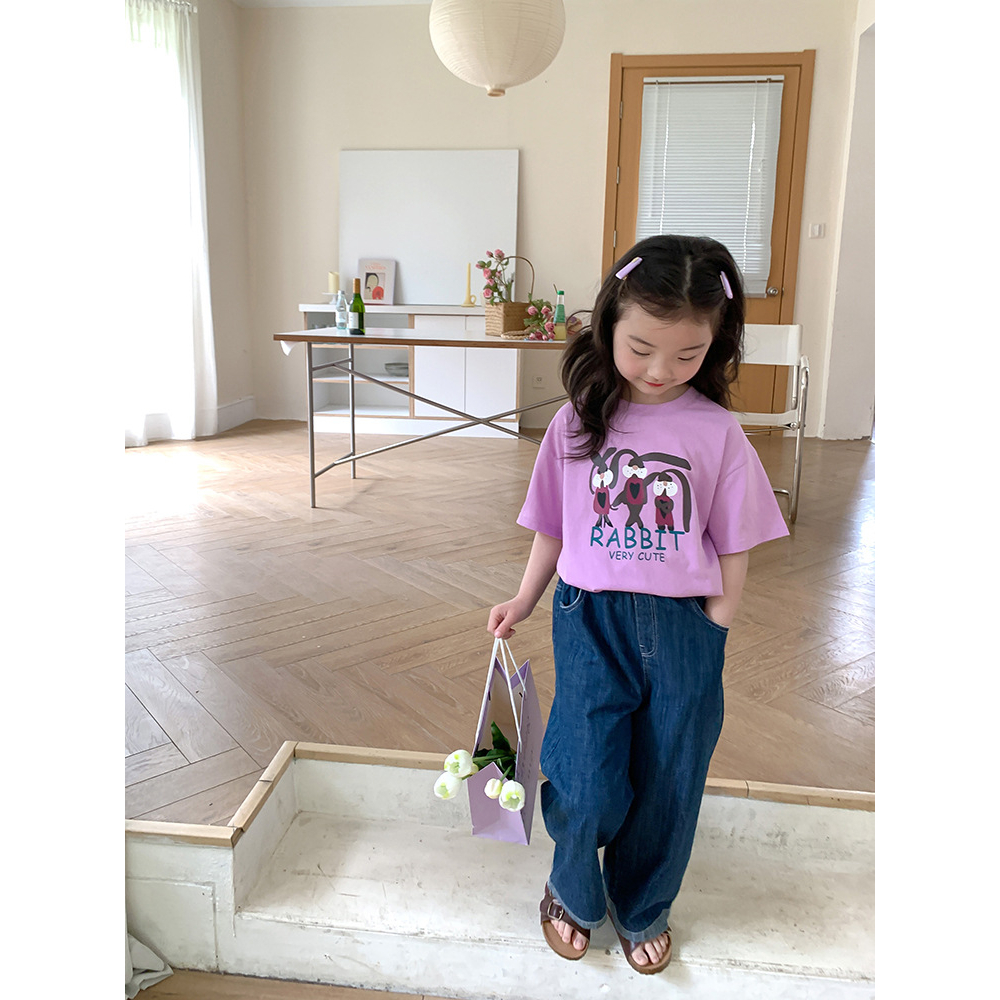 Áo thun cho bé gái AMBB KIDS, hình động vật dễ thương - Áo thun bé gái