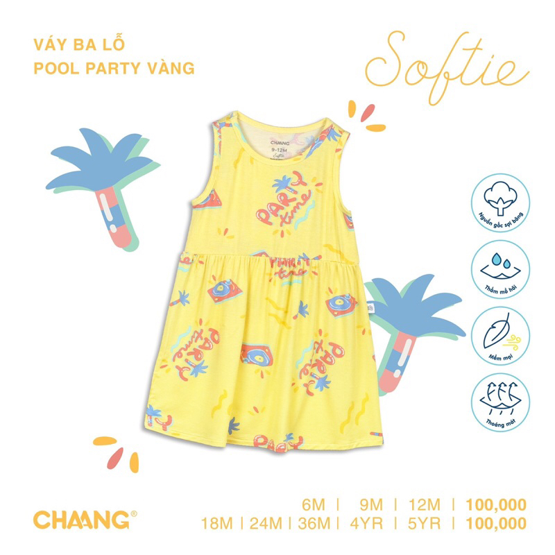 Váy cotton Chaang ba lỗ cho bé gái SS23 hihistores