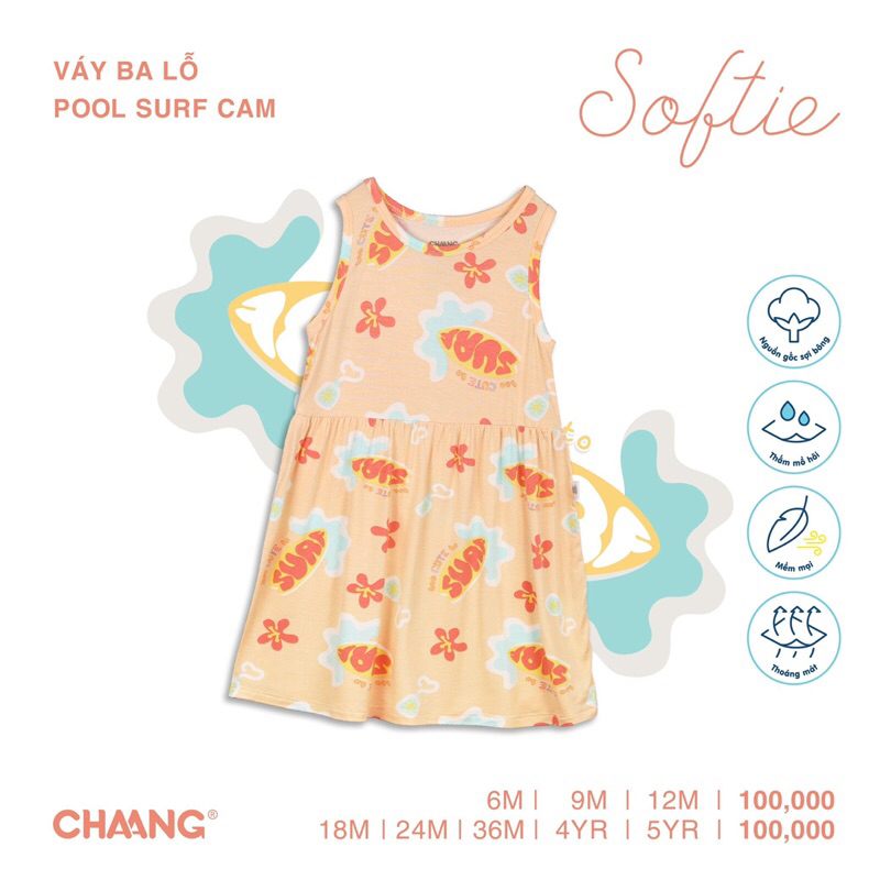 Váy cotton Chaang ba lỗ cho bé gái SS23 hihistores