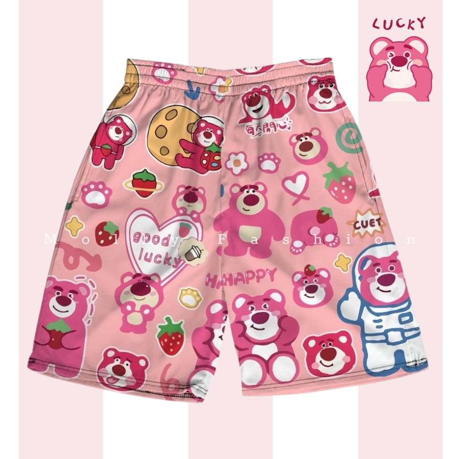 Quần GẤU DÂU Lotso short lửng Cartoon ❤️ Quần đùi thun hoạt hình nam nữ Unisex mặc nhóm đi biển Molly Fashion | BigBuy360 - bigbuy360.vn