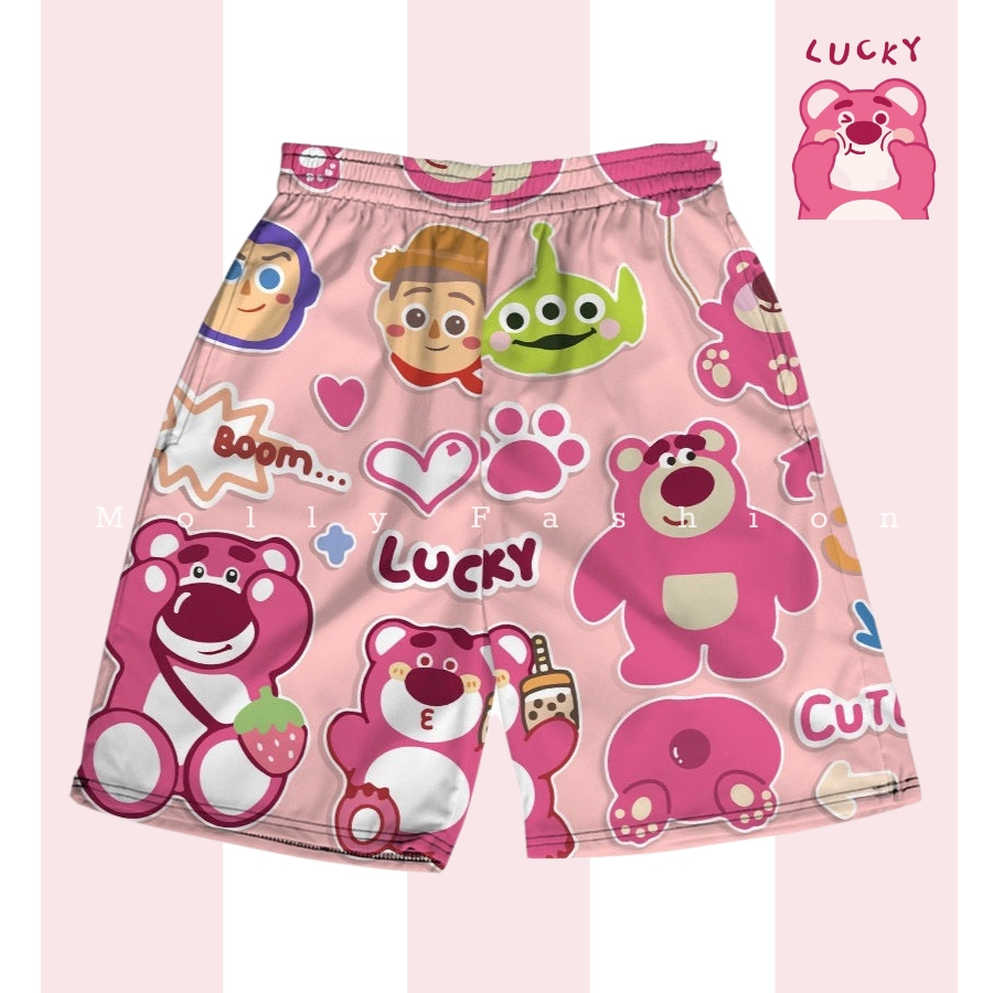 Quần GẤU DÂU Lotso short lửng Cartoon ❤️ Quần đùi thun hoạt hình nam nữ Unisex mặc nhóm đi biển Molly Fashion | BigBuy360 - bigbuy360.vn