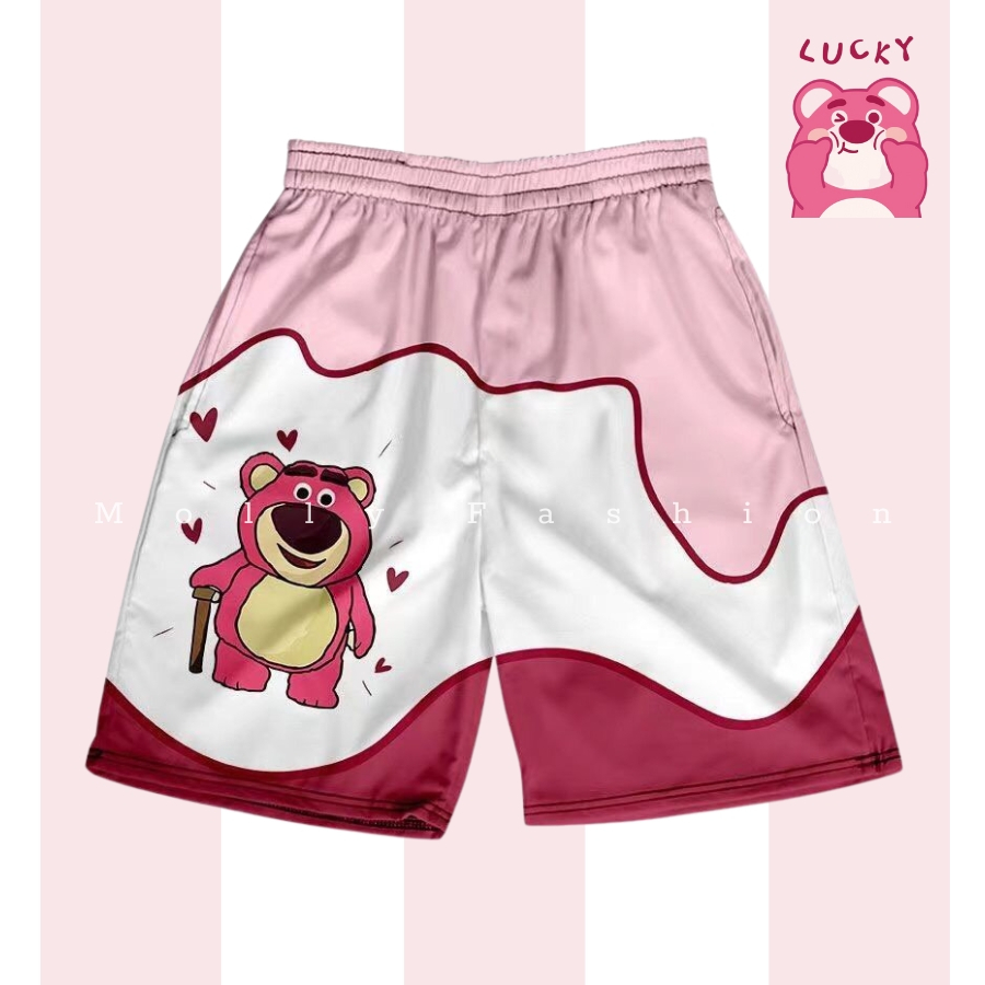 Quần GẤU DÂU Lotso short lửng Cartoon ❤️ Quần đùi thun hoạt hình nam nữ Unisex mặc nhóm đi biển Molly Fashion | BigBuy360 - bigbuy360.vn