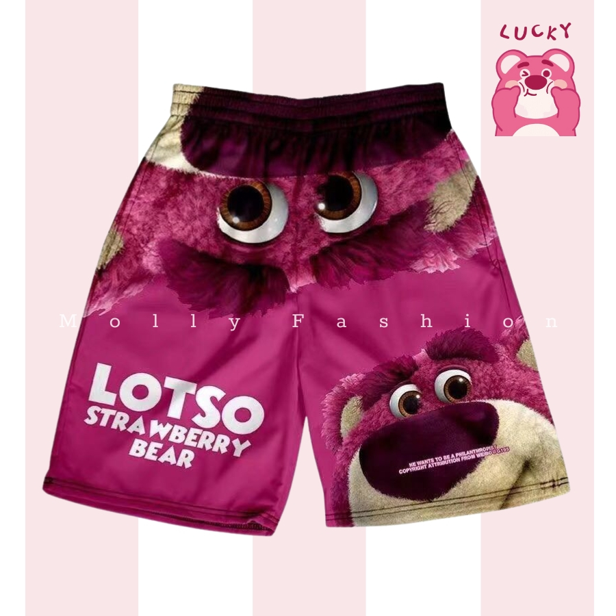 Quần GẤU DÂU Lotso short lửng Cartoon ❤️ Quần đùi thun hoạt hình nam nữ Unisex mặc nhóm đi biển Molly Fashion | BigBuy360 - bigbuy360.vn