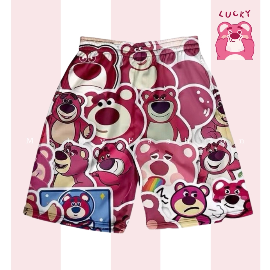 Quần GẤU DÂU Lotso short lửng Cartoon ❤️ Quần đùi thun hoạt hình nam nữ Unisex mặc nhóm đi biển Molly Fashion | BigBuy360 - bigbuy360.vn