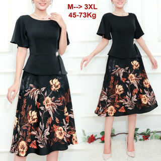 ROMI - Đầm Xoè Lụa Đính Phụ Kiện Eo Tay Cánh Tiên Quà Tặng Mẹ Trung Niên Có Size Lớn 46-73kg 3330 3340 3370