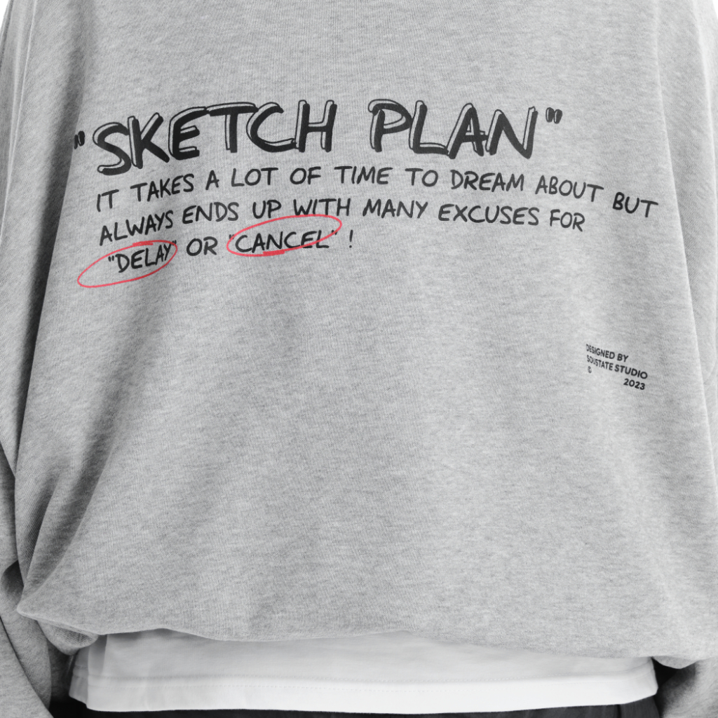 ÁO HOODIE FULL ZIP SOUSTATE "SKETCH PLAN" (XÁM - BOXY) | BigBuy360 - bigbuy360.vn
