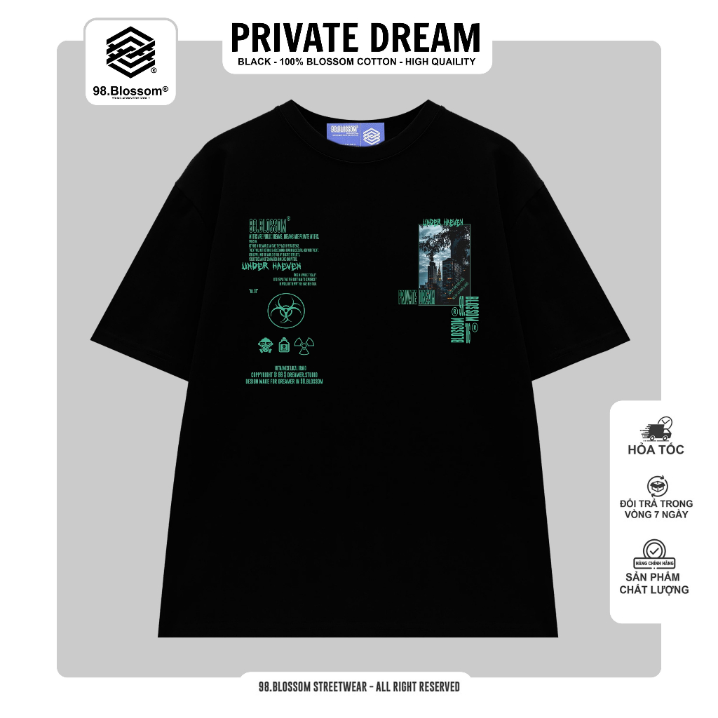 Áo Thun Unisex 98.Blossom PRIVATE DREAM 100% Cotton - Local Brand