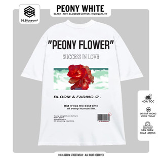 Áo thun unisex 98.blossom peony white tee 100% cotton - local brand