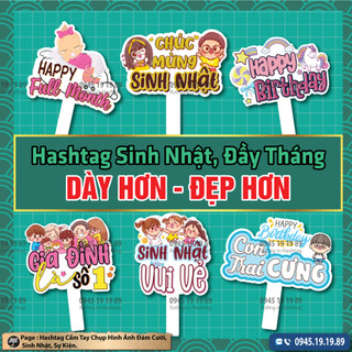 [Hashtag Sinh Nhật, Đầy Tháng 01 ] [ Mua 5 Tặng 1, Mua 10 Tặng 2] Hashtag Cầm Tay Chụp Ảnh Sinh Nhật,Đầy Tháng