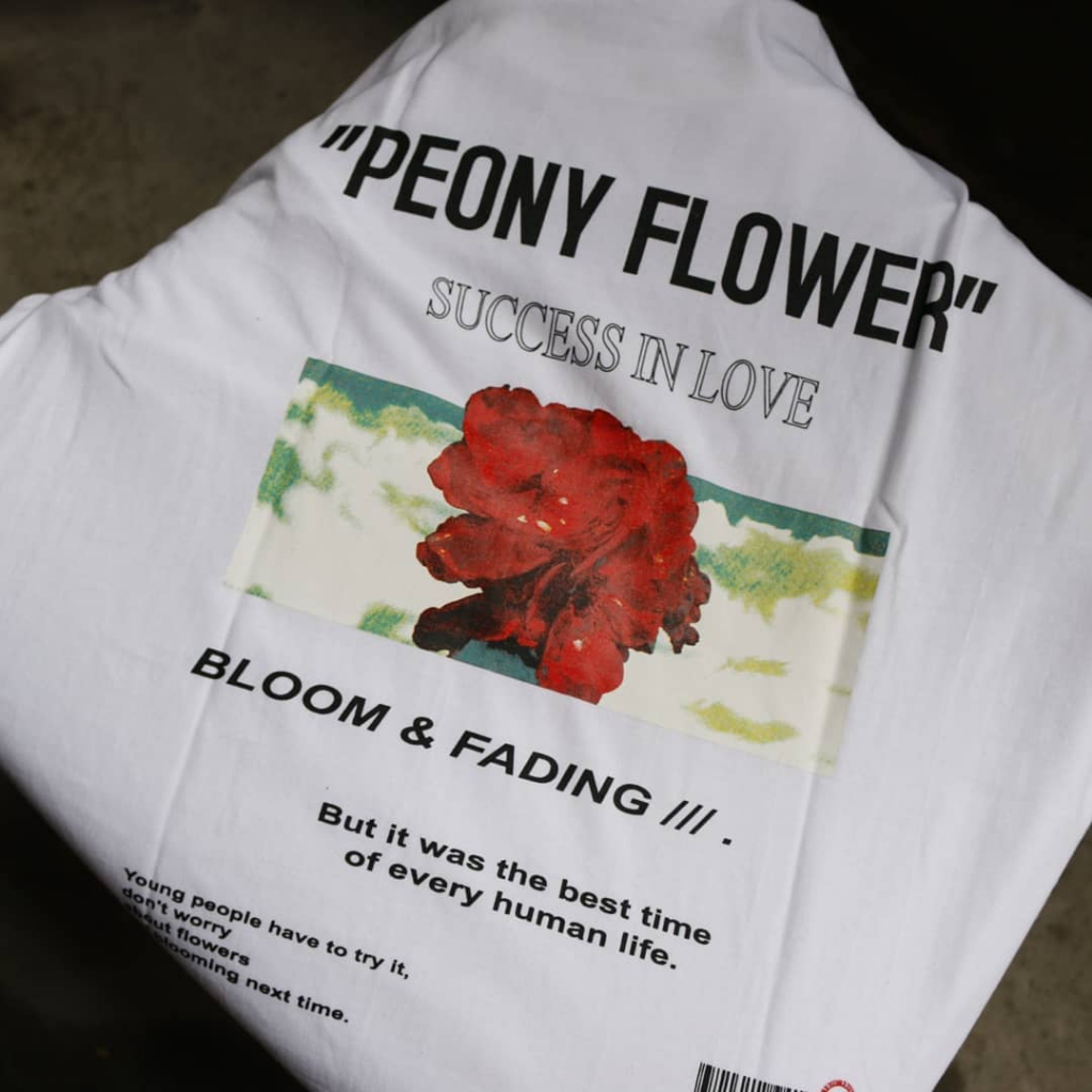 Áo Thun Unisex 98.Blossom PEONY WHITE TEE 100% Cotton - Local Brand