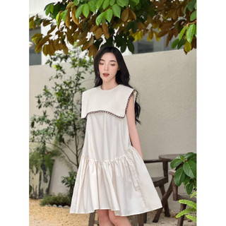 Váy suông cổ thuỷ thủ viền ren