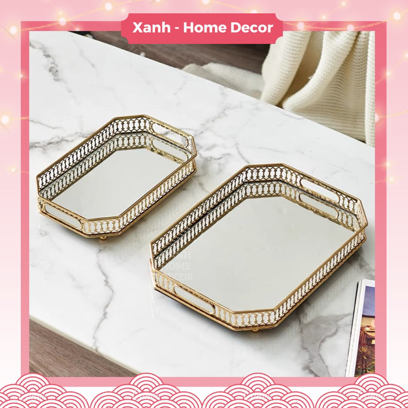 Khay gương bày mỹ phẩm, nước hoa, trang trí nhà sang trọng