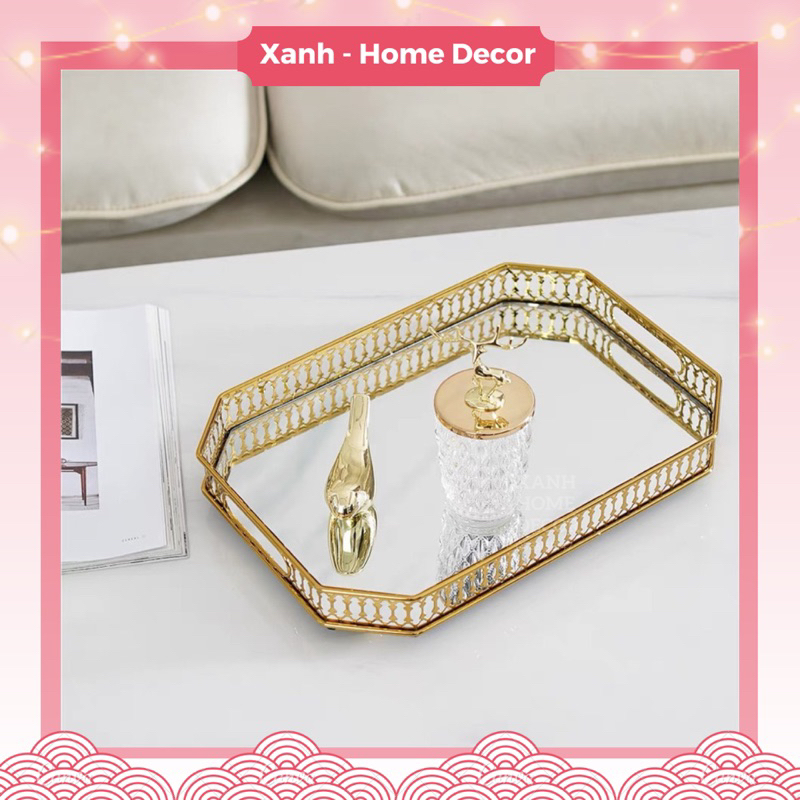 Khay gương bày mỹ phẩm, nước hoa, trang trí nhà sang trọng