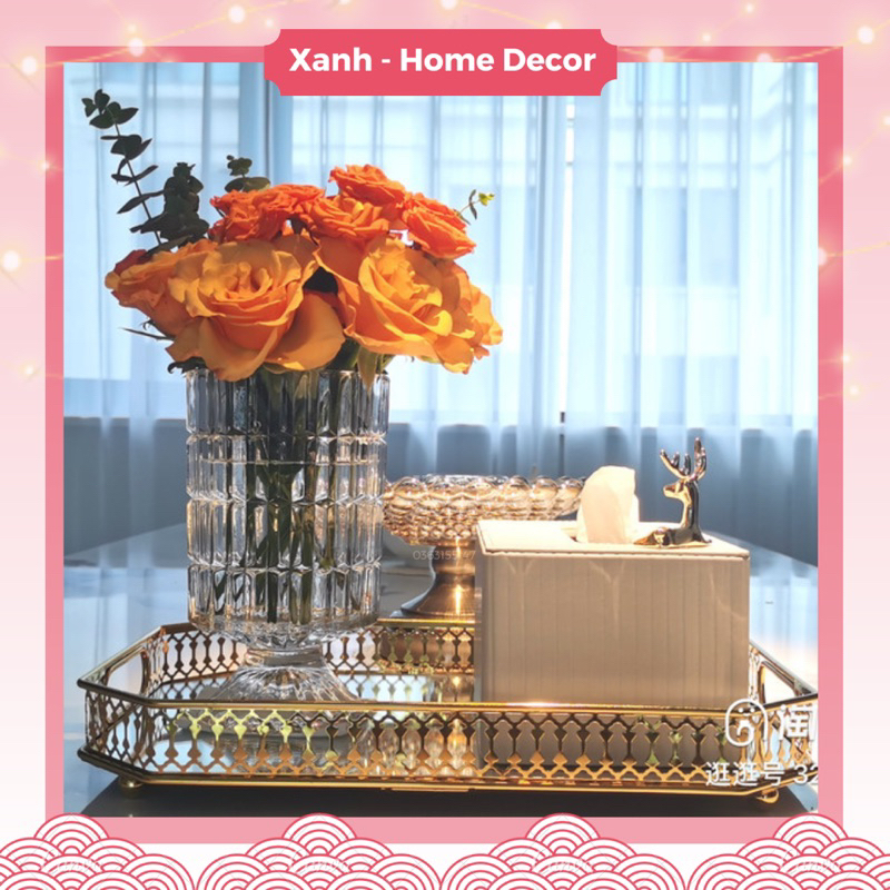 Khay gương bày mỹ phẩm, nước hoa, trang trí nhà sang trọng