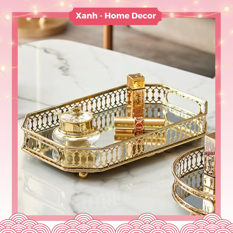 Khay gương bày mỹ phẩm, nước hoa, trang trí nhà sang trọng