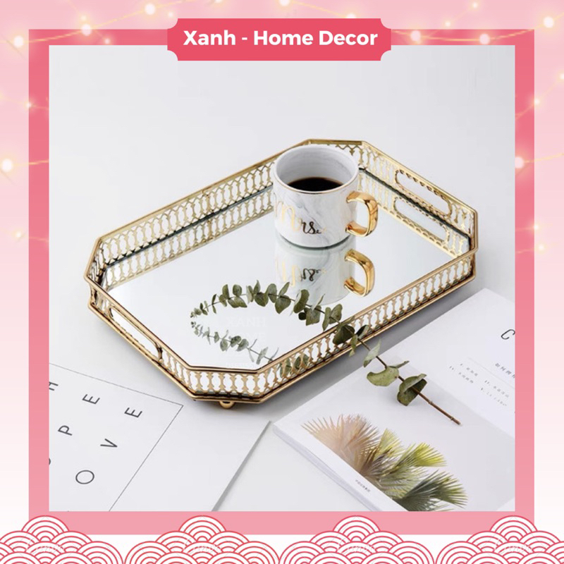Khay gương bày mỹ phẩm, nước hoa, trang trí nhà sang trọng