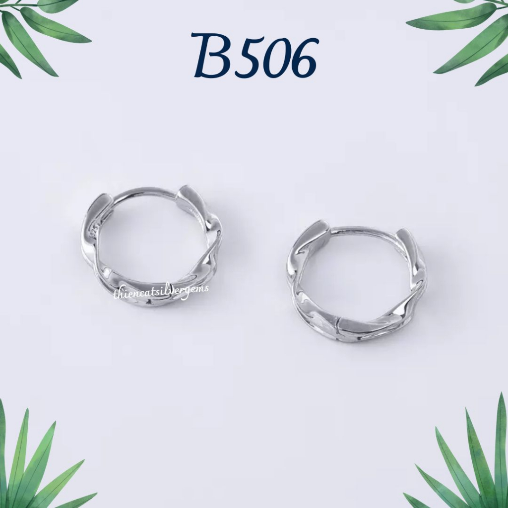 B506 Bông tai khoen tròn 2 gơn sóng cho bé Bạc thật nguyên chất Thiên Cát