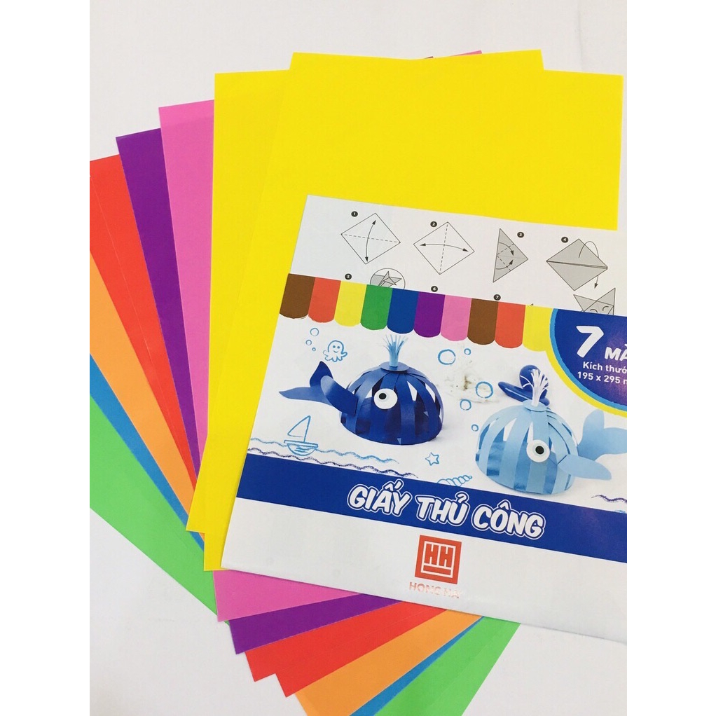 Giấy thủ công 7 màu Hồng Hà  kích thước 19x29cm  - MS: 3485