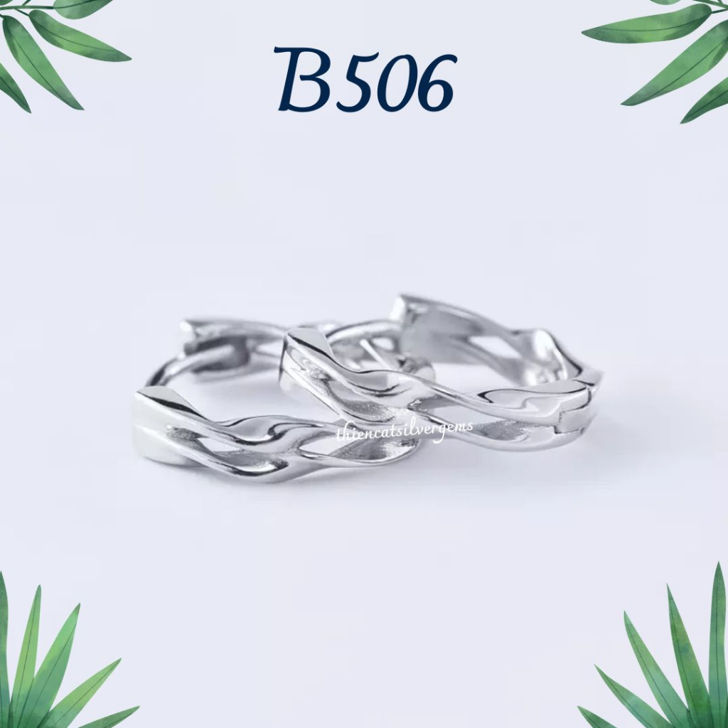 B506 Bông tai khoen tròn 2 gơn sóng cho bé Bạc thật nguyên chất Thiên Cát