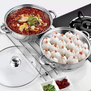 Nồi hấp 2 tầng inox - nồi hấp 2 tầng đa năng